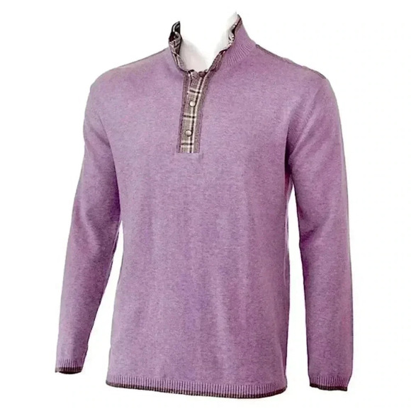 NWT QED Style Brigham Golf Cashmere Sweater Pullover Finance Bro Cotton Plaid - Picture 1 of 12